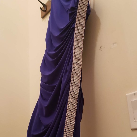 Laura Petites single strap v-cut blue/purple evening dress size 4 - Picture 4 of 6